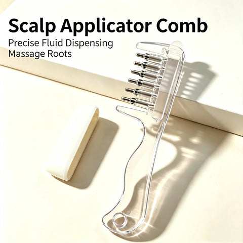 Hair Oil Applicator Comb with Scalp Massager – Built-In Liquid Reservoir & Rolling Metal Teeth