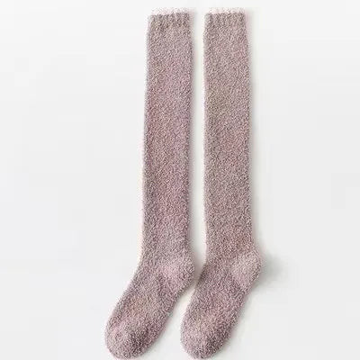 Winter Coral Fleece Thigh-High Socks - Improve Center