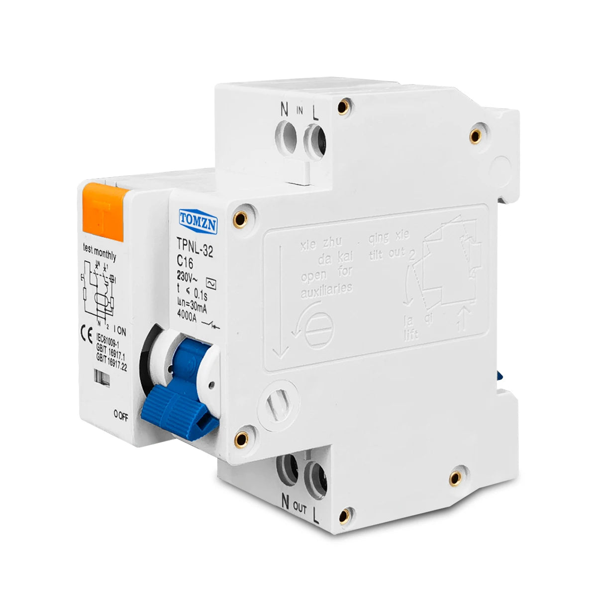 230V 1P+N Residual current Circuit breaker