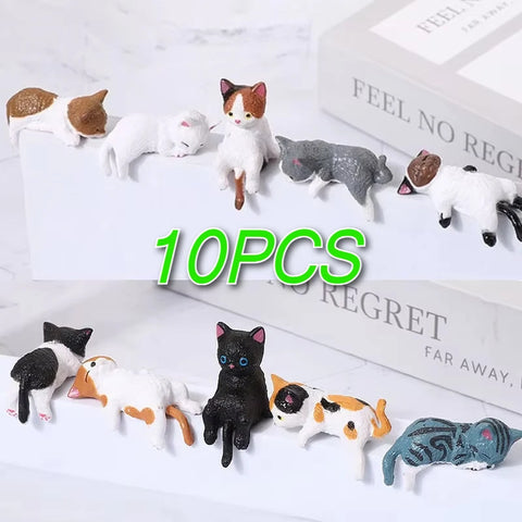 Cute Sleeping Cat Resin Figurines – Adorable Kitten Home Decor Ornaments & Miniature Landscape Decorations
