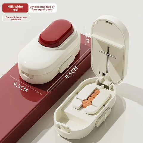 Portable Pill Cutter & Storage Box – 1/2 & 1/4 Tablet Divider, Medicine Organizer & Crusher