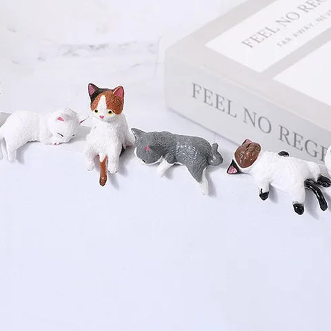 Cute Sleeping Cat Resin Figurines – Adorable Kitten Home Decor Ornaments & Miniature Landscape Decorations