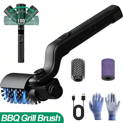 3-Speed Electric BBQ Grill Brush with Adjustable 180° Cleaning Head